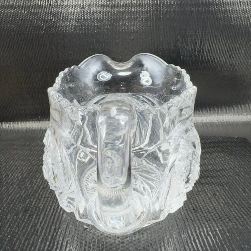 Antique EAPG Clear Glass Crystal Large Creamer Pitcher Jug Heavy Glass Decor VTG